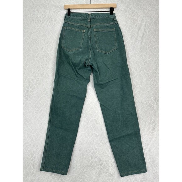 Vtg 90s Lands End Ankle Jeans Womens 6 Tall Green Denim Taper Leg Mom Grunge - Picture 5 of 13